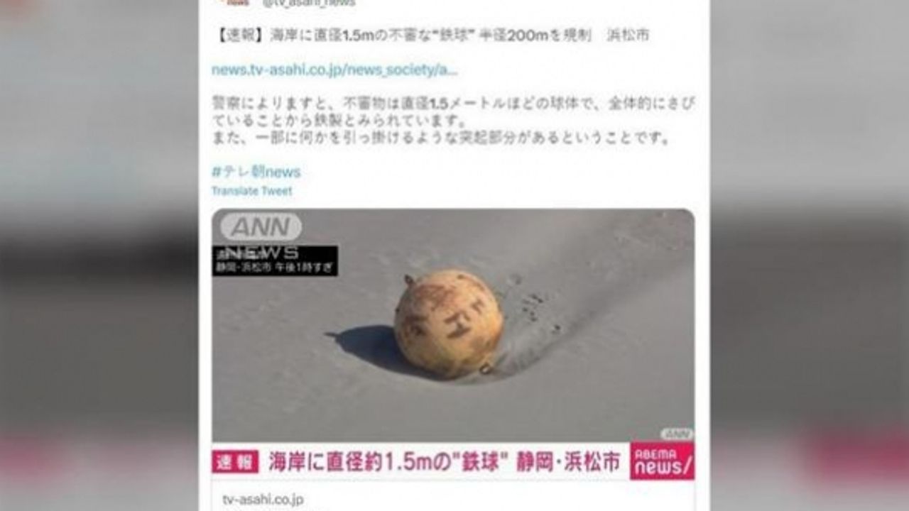 Japonya 'gizemli top' nedeniyle sahili kapattı