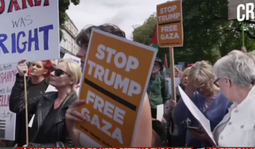 İskoçya'da Donalt Trump'a Gazze protestosu